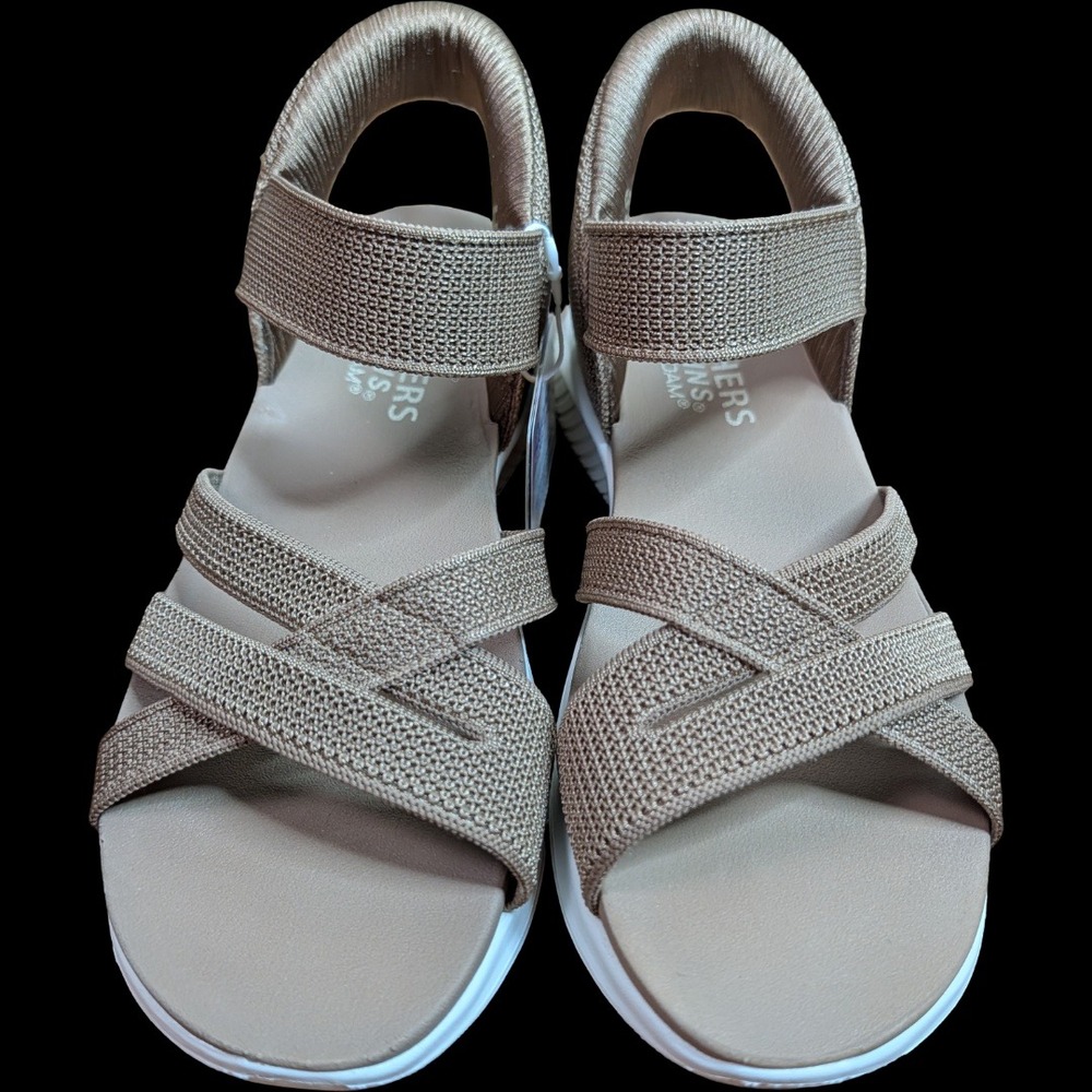 Skechers Slip-ins Ultra Flex 3.0 Sandal Womens 9 Taupe Yoga Foam Strappy Knit